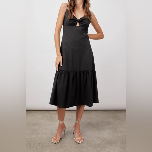 Rails Black Midi Dress with Bow Detail - Picture 1 of 16